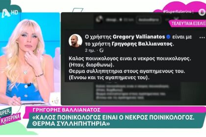 Katerina Newigou for Gregory Valianato: "I saw the comment on Alexis Kougia and I shook"